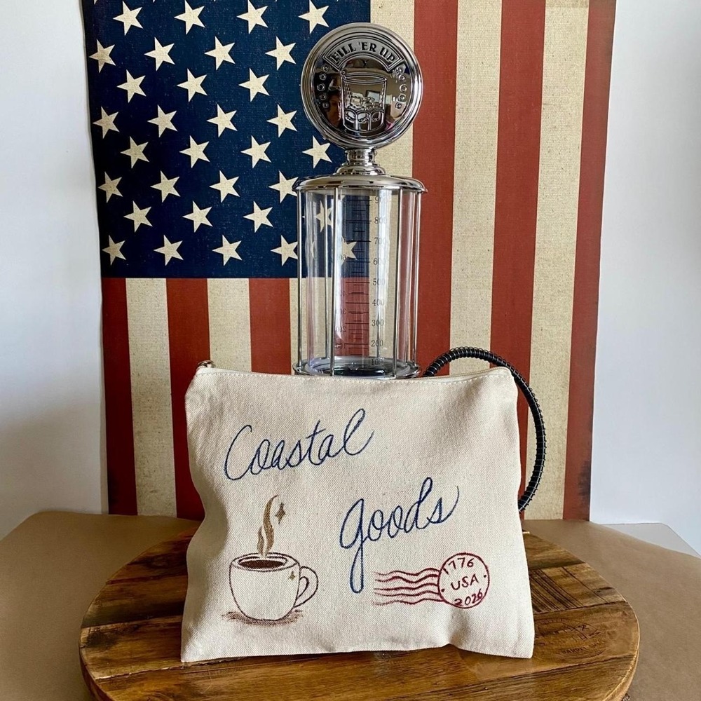 Coastal Goods Leisure Pouch Hand Painted Coastal Americana Canvas Travel Pouch